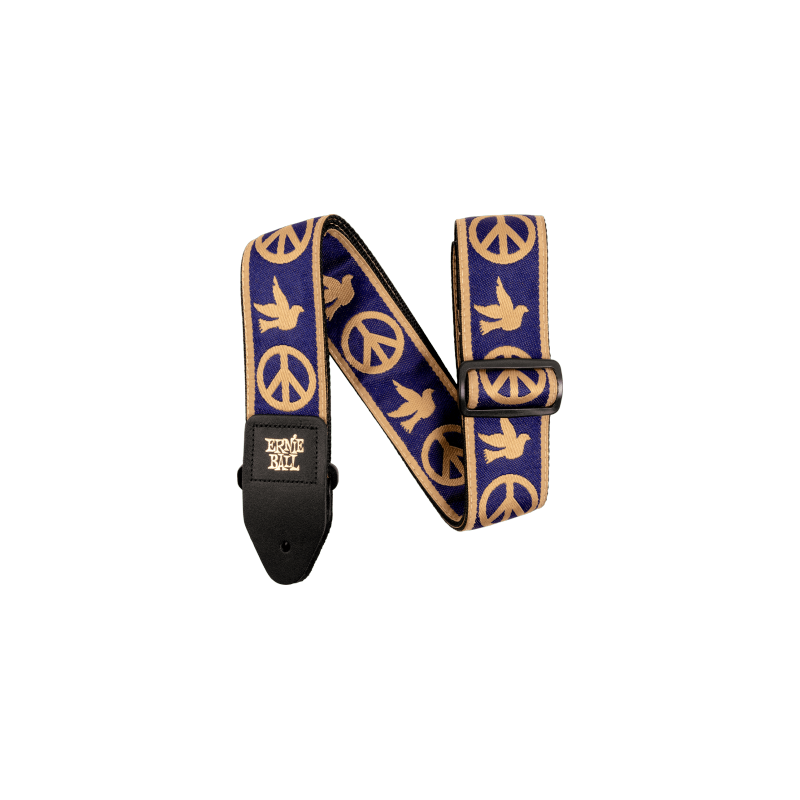 Sangle Jacquard Peace Love Dove Bleu Marine et Beige