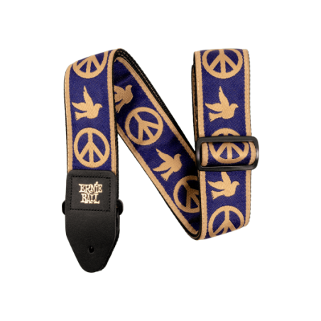 Sangle Jacquard Peace Love Dove Bleu Marine et Beige | COUR…