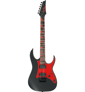 Ibanez GRG131DX-BKF - Guitare Électrique Noir Mat & Sharktooth Rouges