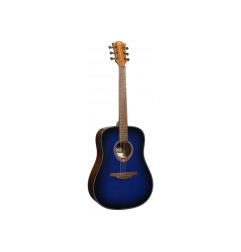 Balise Titre : LÂG T-BLUE-D : Guitare Acoustique Dreadnought Bleue Brillante