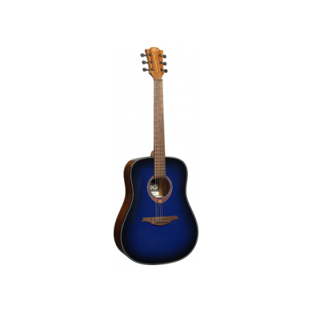 Balise Titre : LÂG T-BLUE-D : Guitare Acoustique Dreadnought Bleue Brillante