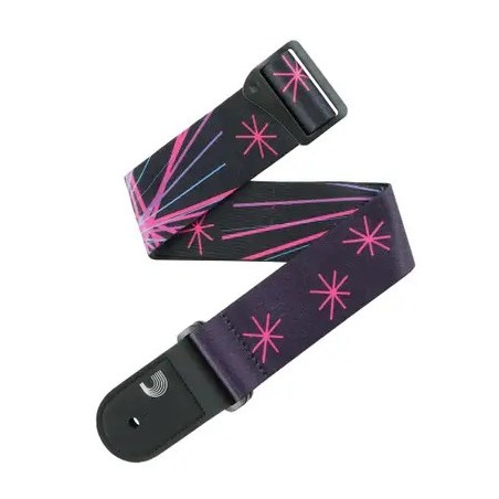 Sangle D'Addario 50RUN80 Outrun Polyester | Motif Neon Stars