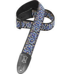 Levy's LEVM8ASNAV Sangle Guitare : Jacquard Motif Asiatique Bleu Marine 5cm