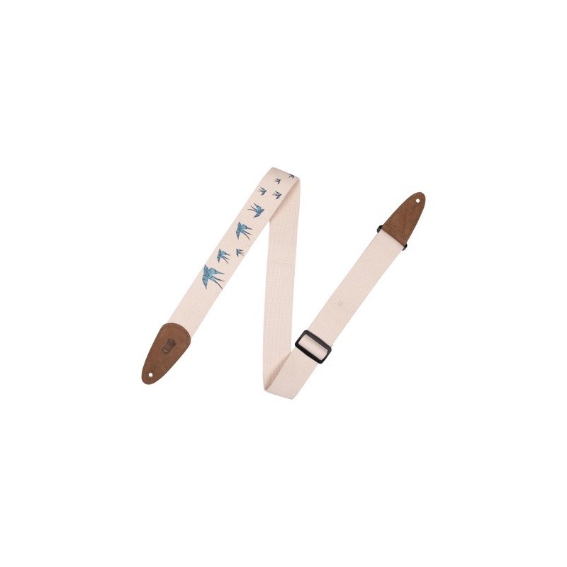 Leathers 2" cotton guitar strap with decorative print and suede ends.... Leathers 2" cotton guitar strap with decorative print and suede ends....