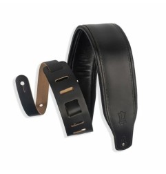 Levy's M26PD-BLK Sangle Guitare : Cuir Pleine Fleur Rembourré 3" Noir