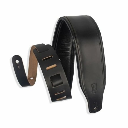 Levy's M26PD-BLK Sangle Guitare : Cuir Pleine Fleur Rembourré 3" Noir