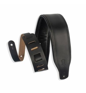 Levy's M26PD-BLK Sangle Guitare : Cuir Pleine Fleur Rembourré 3" Noir