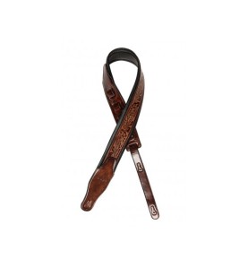 Stagg SPFL AGED DBRW : Sangle Guitare Rembourrée Motif Fleur Marron Foncé