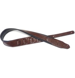 Sangle Guitare Similicuir Marron : Courroie Extrémité Triangulaire