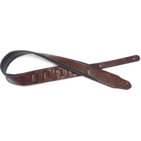 Sangle Guitare Similicuir Marron : Courroie Extrémité Triangulaire