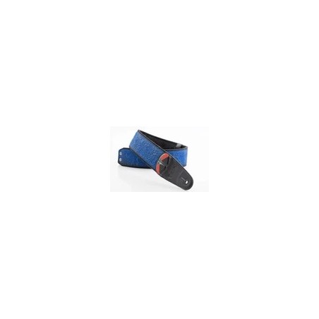RightOn! Straps Sandokan Blue : Sangle Guitare Vegan Motif Gravé Bleu